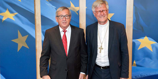 EU-Kommissionspräsident Jean-Claude Juncker und Landesbischof  Bedford-Strohm